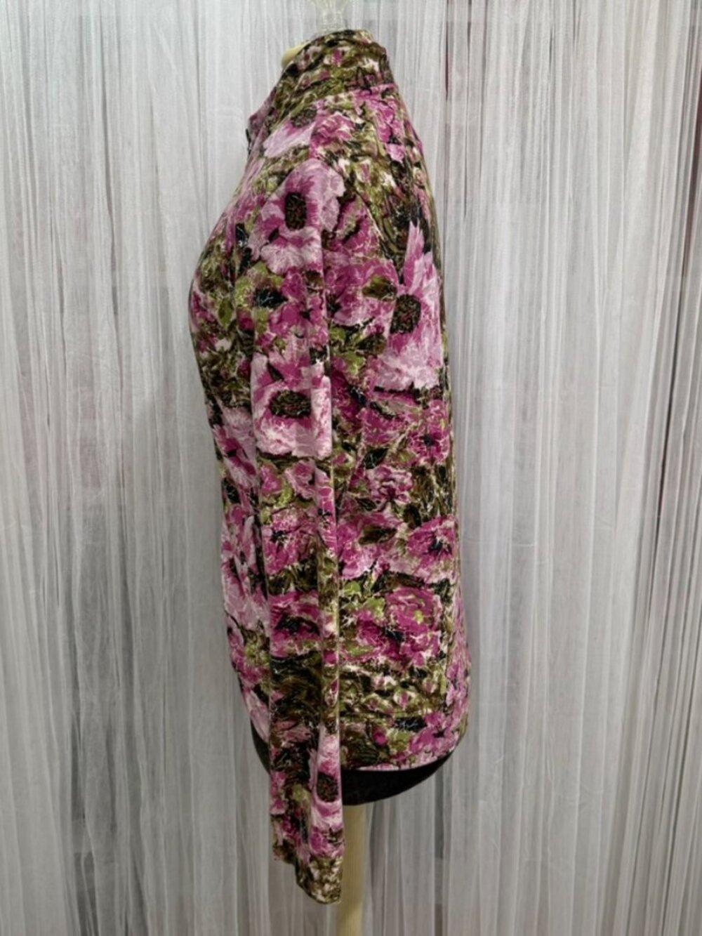 Zenergy By Chico’s Floral Zip Front Jacket Womens 0/Small Rhinestone Zip Stretch - Picture 3 of 15